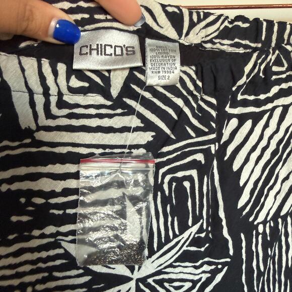 Chicos Womens Midi Skirt Large Lined Floral Beaded Bohemian Tropical Fairy Lagom - Picture 5 of 8